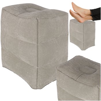 Inflatable Travel Foot Rest Pillow with 3 Adjustable Height Levels, Grey