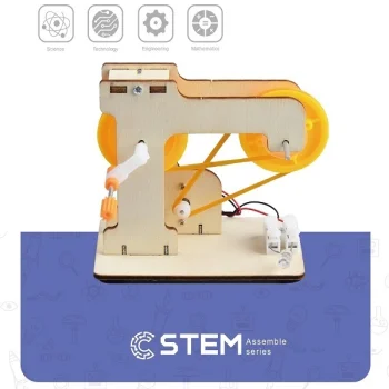 Wooden Assembly Kit Hand-Crank Power Generator, STEM Toy