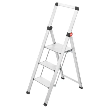Hailo DK40 BasicLine Design 3-Step Ladder, Silver