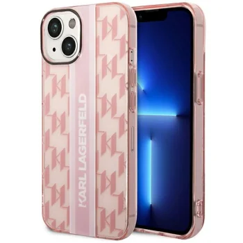 Karl Lagerfeld Mono Vertical Stripe iPhone 14 Plus Case, Pink