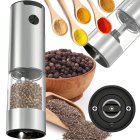 Electric Salt and Pepper Grinder with LED, 17 cm, Silver