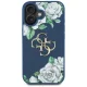 Guess Grained Roses Big 4G Logo Case for iPhone 16, Blue