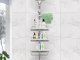 Telescopic corner shelf for shower and bathroom, 4 tiers, white
