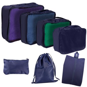 7 Piece Packing Cubes for Suitcases, Travel Organizer Set with Shoe Bag, Navy Blue