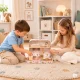 Ecotoys Two-Story Dollhouse in a Suitcase with 20 Wooden Accessories
