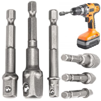 Adapter Set for Drill Sockets 1/4 3/8 1/2