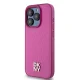 DKNY iPhone 15 Pro Case Leather Monogram Pattern Metal Logo MagSafe, Pink