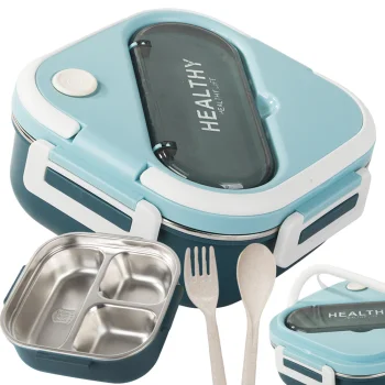 Lunch Box with Compartments and Cutlery, Blue, 1000ml