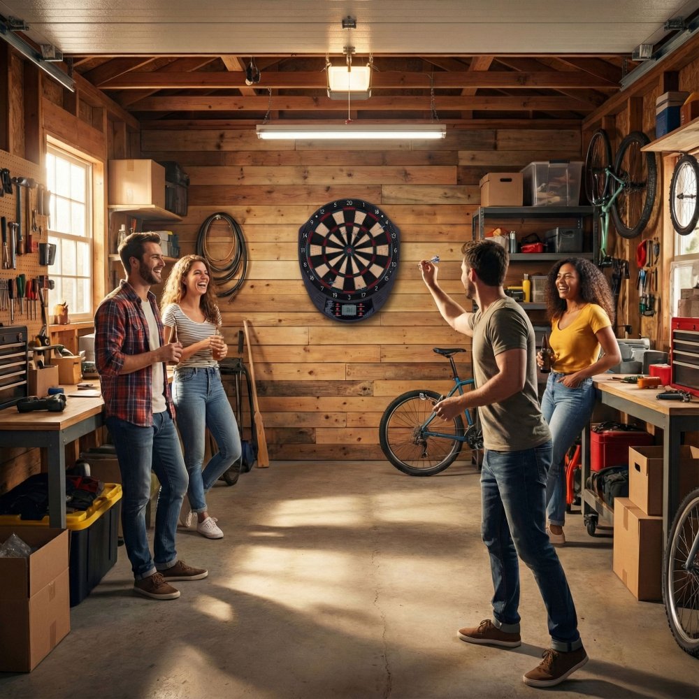 Electronic Dartboard 41 cm with LCD Scoreboard, 26 Games, 6 Soft Tip Darts Included (1)