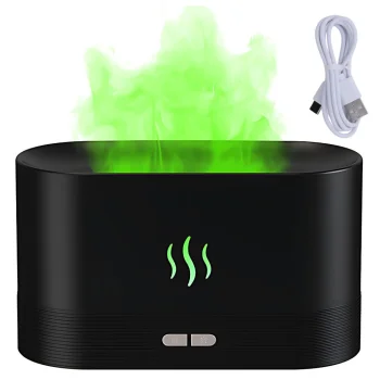 USB Air Humidifier and Aroma Diffuser with RGB LED Flame Effect