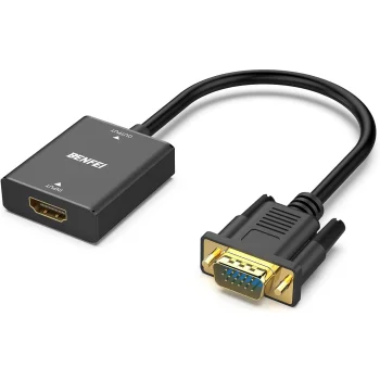Benfei HDMI to VGA Unidirectional Adapter with 3.5mm Audio, Black