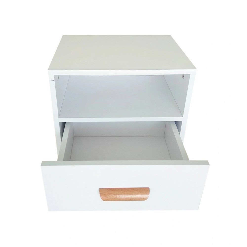 ModernHome Nightstand with Drawer Bedside Table, White (1)