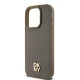 DKNY Leather Pattern Metal Logo MagSafe deklas, skirtas iPhone 14 Pro Max, rudas