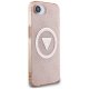 Guess IML Metal Glitter 4G Circle Triangle MagSafe Case for iPhone 16e, Pink