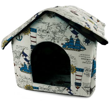 Soft pet house kennel bed white