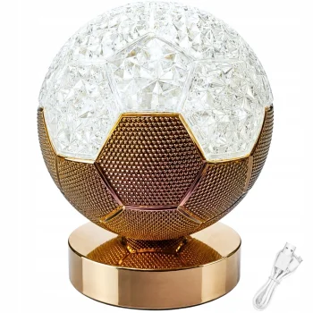 LED Night Light Football, 3 Light Modes, USB-C, White/Gold