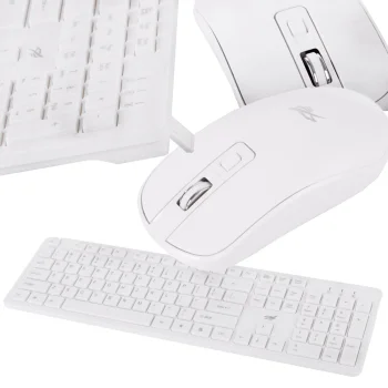 Wireless keyboard with numeric keypad and mouse, USB, white