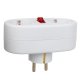 Maclean MCE338 F Electric Socket Splitter with Switch, 2 Sockets, Type F, White