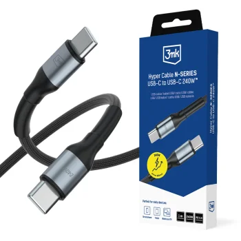 3mk Hyper Cable N-SERIES USB-C to USB-C Cable 1m 240W - Black