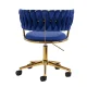 Beauty Salon Velvet Swivel Chair 4Rico QS-GW01G, Navy Blue