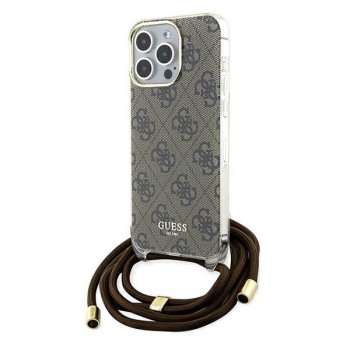 Apple iPhone 15 Pro Max 6.7'' Guess Crossbody Cord 4G Print Case Cover, Brown