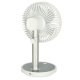 Wireless Portable Desk Fan, USB Rechargeable with 4 Speeds, Adjustable Height, LED, White