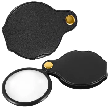Folding Pocket Magnifier with Leather Case 3x Black