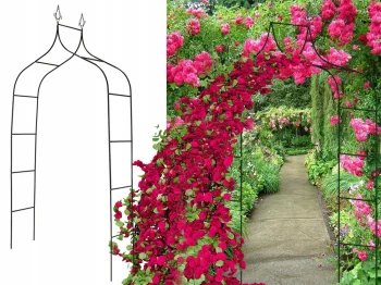 Metal Garden Pergola & Plant Arch Support (265 cm, Dark Green)