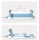 Folding Newborn Baby Silicone Bath Tub with Thermometer 76x47х21cm, Blue