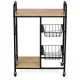 ModernHome Kitchen Trolley Cart on Wheels with 2 Shelves and 2 Baskets, 56.5x30x86.5 cm
