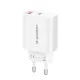 Wozinsky WLS-20W 20W USB-A and USB-C Wall Charger with 1m USB-C to USB-C Cable - White