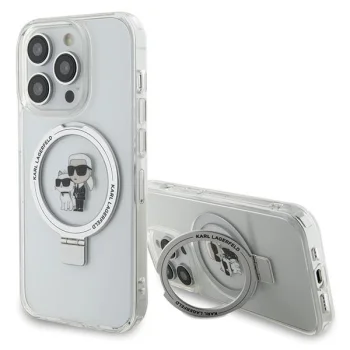 Karl Lagerfeld iPhone 15 Pro Max Case Ring Stand Karl&Choupette MagSafe, White