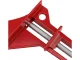 Corner woodworking clamp with metal jaws, 75 mm, red