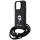 Karl Lagerfeld iPhone 15 Pro Case Saffiano Ikonik Monogram Crossbody, Black
