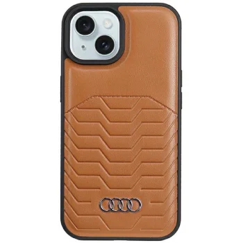 Audi iPhone 15 / 14 / 13 Case Synthetic Leather MagSafe, Brown