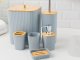 6-Piece Bathroom Accessories Set with Bamboo, Includes Toilet Brush and Soap Dispenser