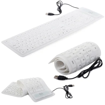 White silicone rubber keyboard with USB and numeric keypad