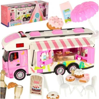Remote Control Camper Van Toy with Accessories, 2.4GHz, Pink