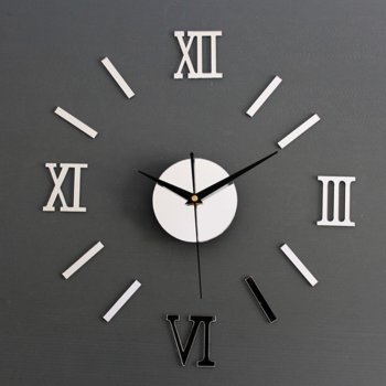 Stylish wall clock DIY 130cm Silver/Mirror
