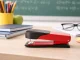 Office stapler for documents, metal mechanism, 15 cm, red and black
