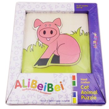 Wooden Pig Puzzle for Toddlers, 4-Piece Educational Toy
