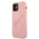Guess iPhone 12 mini Case Silicone Vintage Script, Pink