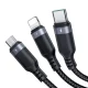 Joyroom S-A18 3-in-1 USB-A to Lightning / USB-C / Micro USB Cable, 0.3m, Black