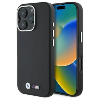 BMW iPhone 16 Pro Max Case M Smooth Full Wrapped Metal MagSafe, Black