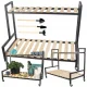 Wooden Two-level Shelf on Wheels for Terrace Garden Home