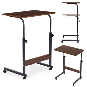 Portatīvā datora galdiņš ModernHome mobils sānu galds pie dīvāna, tumšs riekstkoks