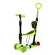 ECOTOYS 3-in-1 Kids Scooter with Seat and Light-Up LED Wheels, Green