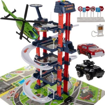 Kruzzel 4-Level Toy Parking Garage Playset with Elevator and Cars 24646