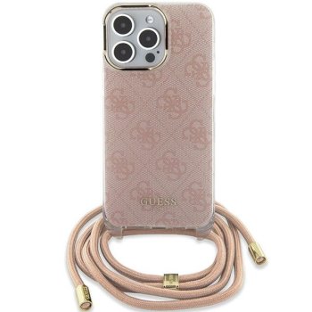 Apple iPhone 15 6.1'' Guess Crossbody Cord 4G Print Case Cover, Pink