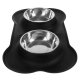 Double Pet Bowls with Non-Slip Silicone Mat, 2 x 450ml